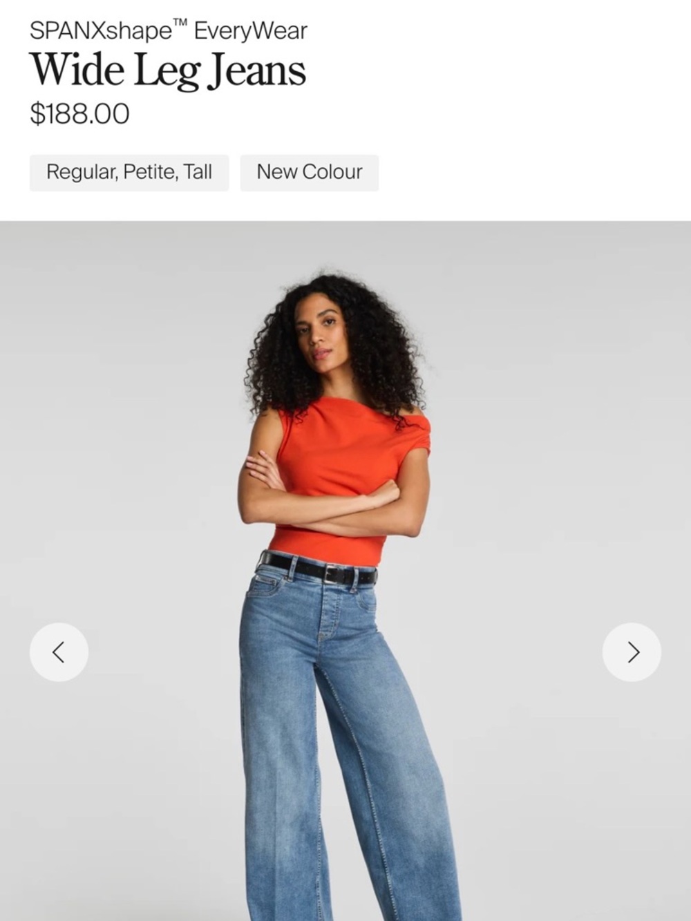 BNWT SPANX Original Wide Leg Jeans in Stonewashed Blue. Sz S; inseam PETITE